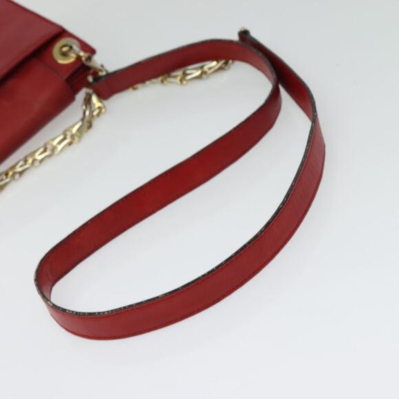 CELINE Chain Shoulder Bag Leather Red Gold - Picture 7 of 12